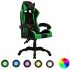 Image de VIDAXL Fauteuil de jeux vidéo avec LED - Vert et noir