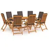 Image de vidaXL Ensemble à manger de jardin 9pcs Bois teck massif Gris