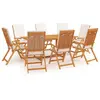 Image de vidaXL Ensemble à manger de jardin 9 pcs - Bois de teck massif