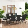 Image de vidaXL Ensemble à Manger Jardin 9 pcs Noir