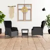 Image de vidaXL Salon de jardin avec coussins 3 pcs - Résine tressée Gris foncé