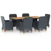 Image de vidaXL Ensemble à manger d'extérieur 7 pcs - Résine tressée