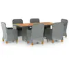 Image de vidaXL Ensemble à manger d'extérieur 7 pcs résine tressée - Gris