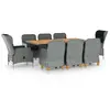 Image de vidaXL Mobilier à dîner de jardin 9 pcs - Résine tressée Gris clair