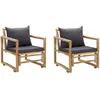 Image de vidaXL Chaises de jardin avec coussins lot de 2 - Bambou