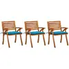 Image de vidaXL Chaises à manger de jardin - Lot de 3 avec coussins