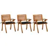 Image de vidaXL Chaises à manger de jardin avec coussins lot de 3