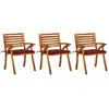 Image de VIDAXL Chaises de salle à manger avec coussins - Acacia massif - Rouge Bordeaux
