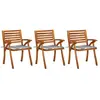 Image de vidaXL Chaises à manger - Lot de 3 avec coussins - Acacia