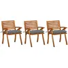 Image de vidaXL Chaises de jardin avec coussins - Lot de 3