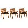 Image de vidaXL Chaises à manger de jardin - Lot de 3 avec coussins