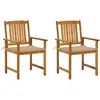 Image de vidaXL Chaises avec coussins lot de 2 - Acacia massif