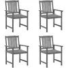 Image de vidaXL Chaises de jardin et coussins lot de 4 Gris - Bois acacia massif