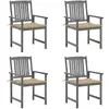 Image de vidaXL Chaises de jardin et coussins - Lot de 4 Gris