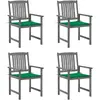 Image de Vidaxl Chaises de jardin avec coussins - Lot de 4 Gris Bois d'acacia