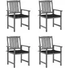 Image de vidaXL Chaises de jardin Bois acacia et coussins - Lot de 4