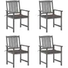 Image de VIDA 4 Chaises de jardin avec coussins - Gris Bois acacia massif