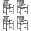 Image de vidaXL Chaises de jardin et coussins lot de 4 Bois acacia