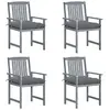 Image de vidaXL Chaises de jardin avec coussins - Acacia - Gris