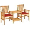 Image de vidaXL Ensemble bistrot en bois avec coussins rouges