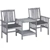 Image de vidaXL Chaises de jardin avec table à thé - Gris