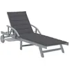 Image de vidaXL Chaise longue acacia avec coussin gris
