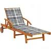 Image de vidaXL Chaise longue avec coussin - Acacia