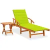 Image de vidaXL Chaise longue avec table et coussin - Acacia