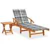Image de vidaXL Chaise longue avec table et coussin - Bois d'acacia