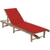 Image de vidaXL Chaise Longue Bambou avec Coussin Rouge