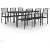 Image de vidaXL Ensemble à manger de jardin 7 pcs - Noir