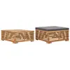 Image de vidaXL Table et repose-pied en teck - Gris foncé