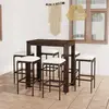 Image de vidaXL Ensemble de bar de jardin 7 pcs Résine tressée Marron