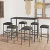 Image de vidaXL Ensemble de bar de jardin 7 pcs - Résine tressée gris