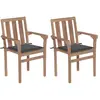 Image de vidaXL Chaises de jardin lot de 2 et coussins anthracite Bois de teck