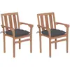 Image de vidaXL Chaises de jardin lot de 2 et coussins anthracite Bois de teck