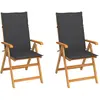 Image de vidaXL Chaises de jardin lot de 2 et coussins anthracite