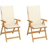 Image de vidaXL Chaises de jardin et coussins - Lot de 2 - Bois de teck massif
