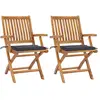 Image de vidaXL Chaises de jardin avec coussins lot de 2 - Bois de teck