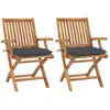 Image de vidaXL Chaises de jardin Bois de teck avec coussins anthracite - 2 pcs