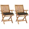 Image de vidaXL Chaises de jardin lot de 2 et coussins taupe Bois teck massif