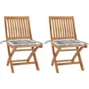 Image de vidaXL Lot de 2 Chaises - Teck avec coussins gris