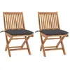 Image de vidaXL Chaises pliables en teck avec coussins