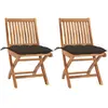 Image de vidaXL Chaises de jardin teck avec coussins taupe