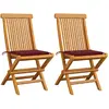 Image de vidaXL Chaises de jardin coussins rouge bordeaux lot de 2 Teck massif