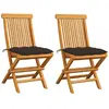 Image de vidaXL Chaises pliables avec coussins taupe - Teck massif