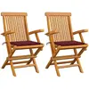 Image de vidaXL Chaises de jardin coussins rouge bordeaux lot de 2 Teck massif