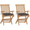 Image de vidaXL Lot de 2 chaises de jardin et coussins anthracite bois de teck