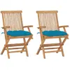 Image de vidaXL Chaises de jardin avec coussins bleu clair - Lot de 2