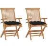 Image de vidaXL Chaises de jardin avec coussins - Bois de teck massif